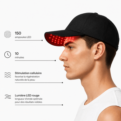 Casquette led cheveux 150 LED 660nm 850nm stimulation follicules pileux Lumenova Paris