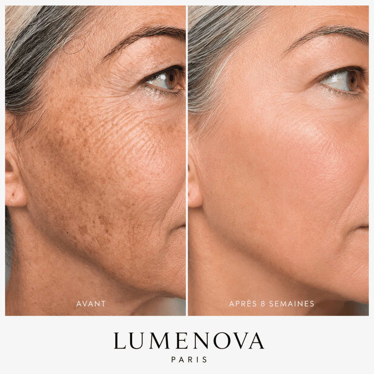 Femme soin visage masque led IA luminothérapie anti-rides résultats Lumenova Paris