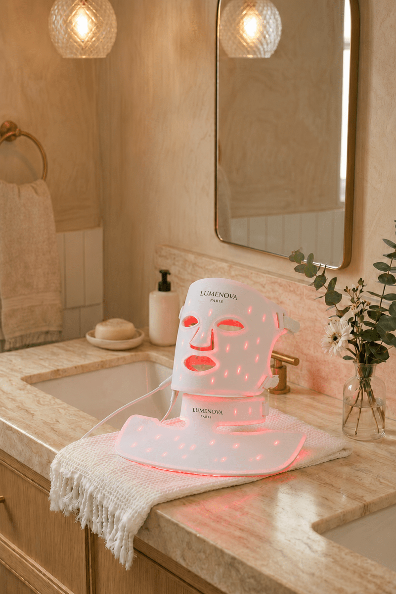 Soin luminothérapie led visage et cou anti-acné anti-rides résultats Lumenova Paris