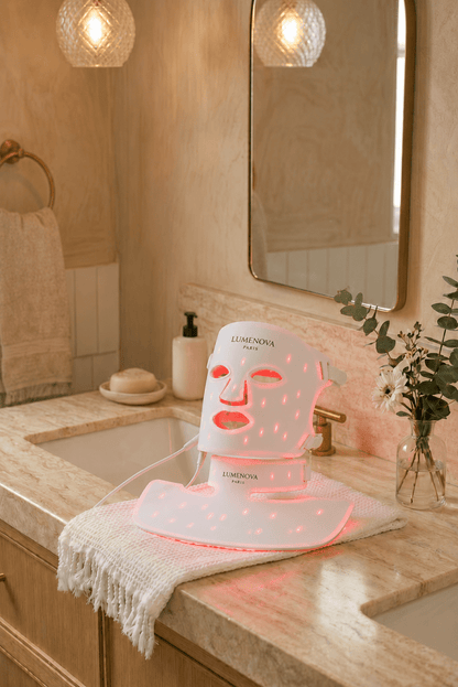 Soin luminothérapie led visage et cou anti-acné anti-rides résultats Lumenova Paris