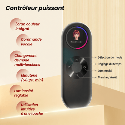 Masque led visage IA télécommande vocale écran couleur assistant vocal Lumenova Paris